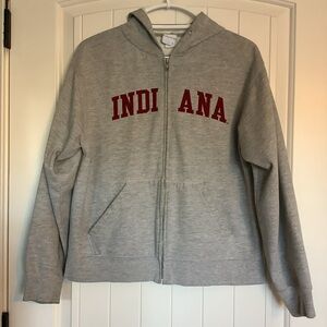 Indiana University Gray  Zip-Up Hoodie